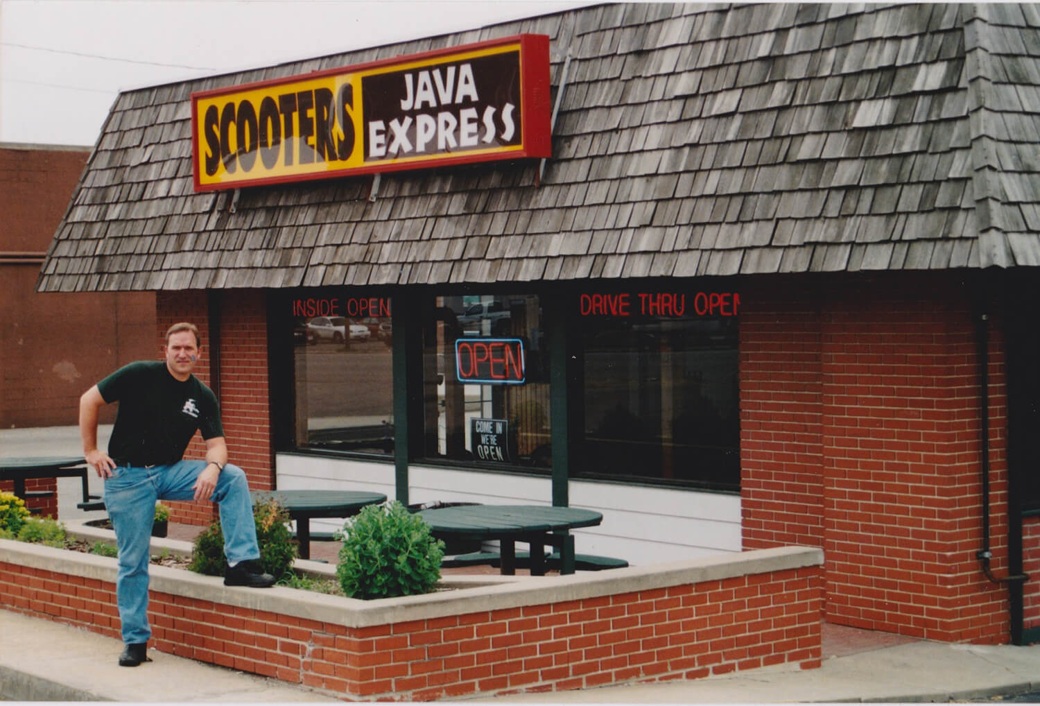 Don standing outside of Scooter's Coffee