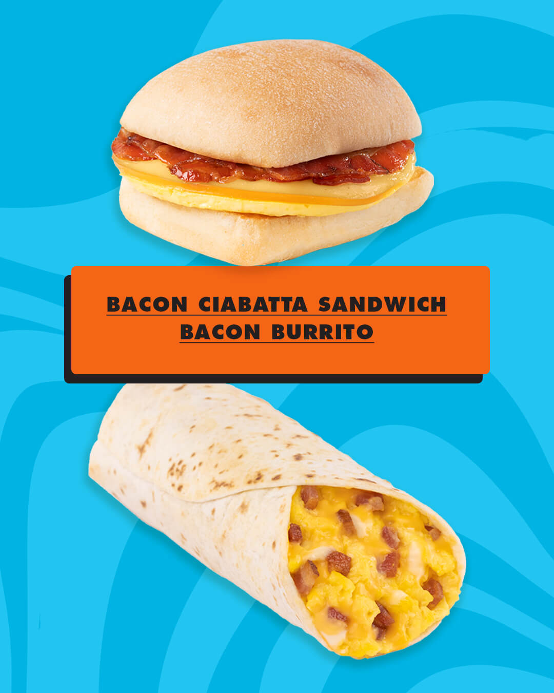 Bacon Ciabatta Sandwich and Bacon Burrito