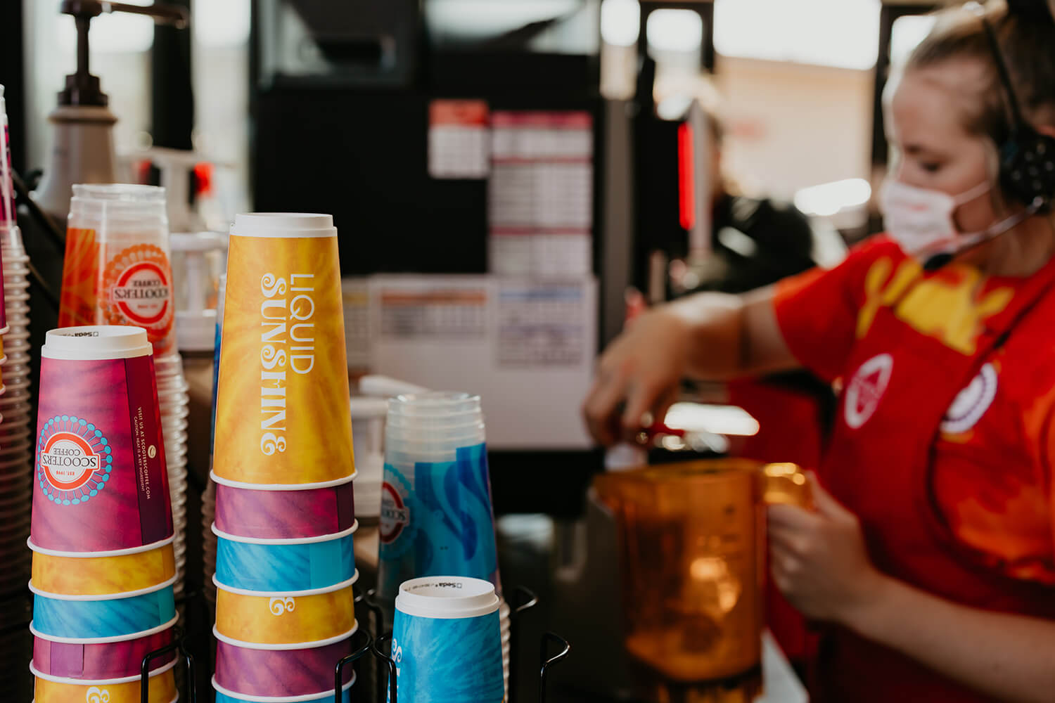 Barista making blender